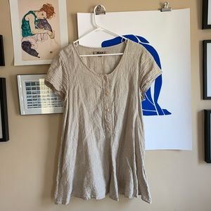 FLAX button front stripe linen tunic